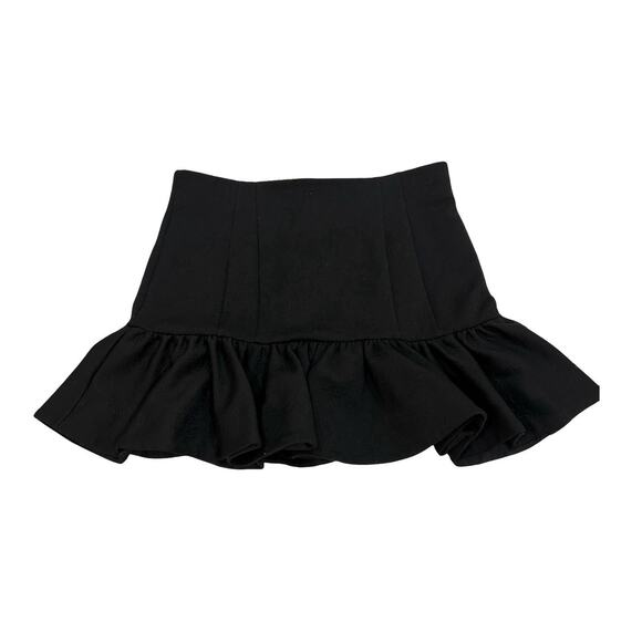 Veronica Beard Kemble Mini Skirt Size 12 Black Floral Textured Peplum Hem - Picture 1 of 6
